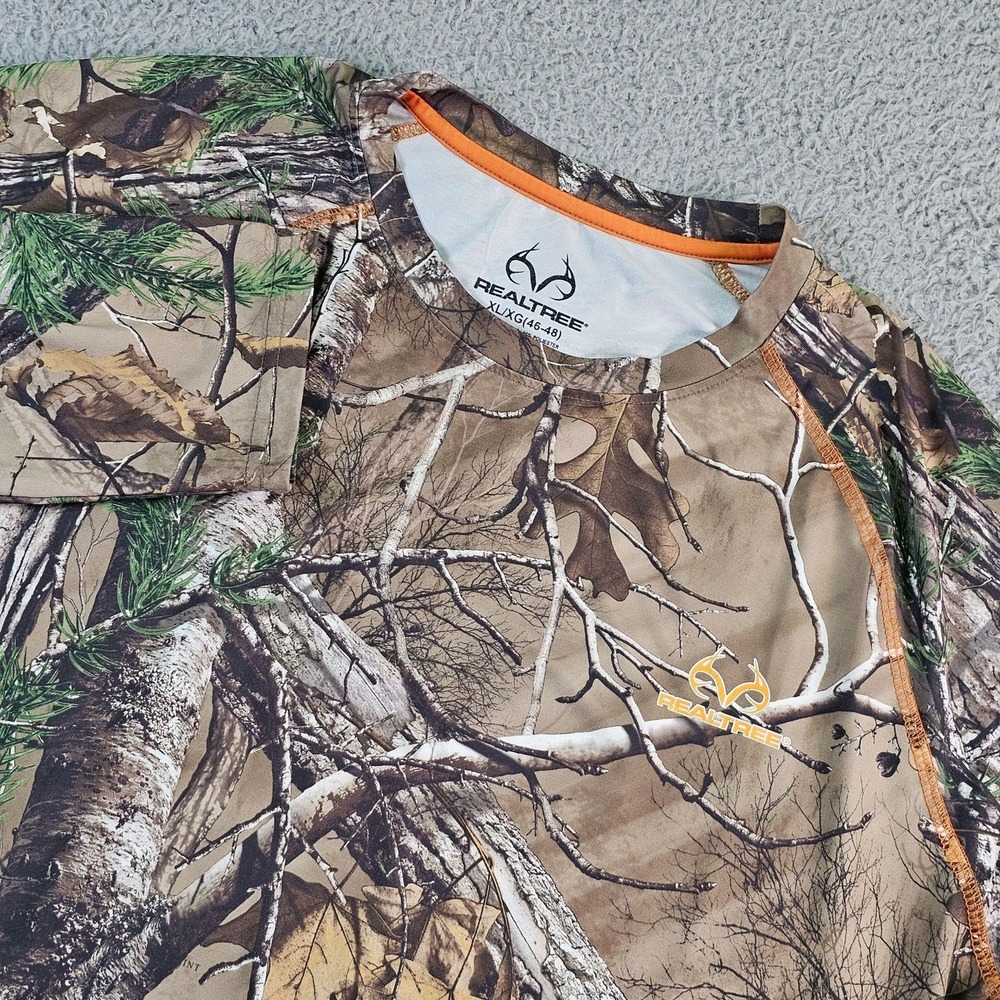 Realtree Shirt Mens XL Brown Camo Long Sleeve Stretch Hunting Base Layer Top
